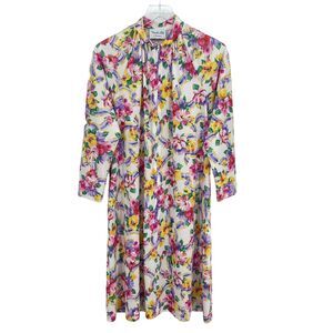 Vintage Travel Lite by Boutique Size Small Floral Zip Front House Dress Robe